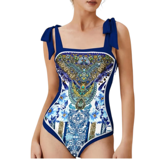 D·O·L·C·E & G·A·B·B·A·N·A Majolica Print One-Piece Swimsuit and Silk Scarf Set