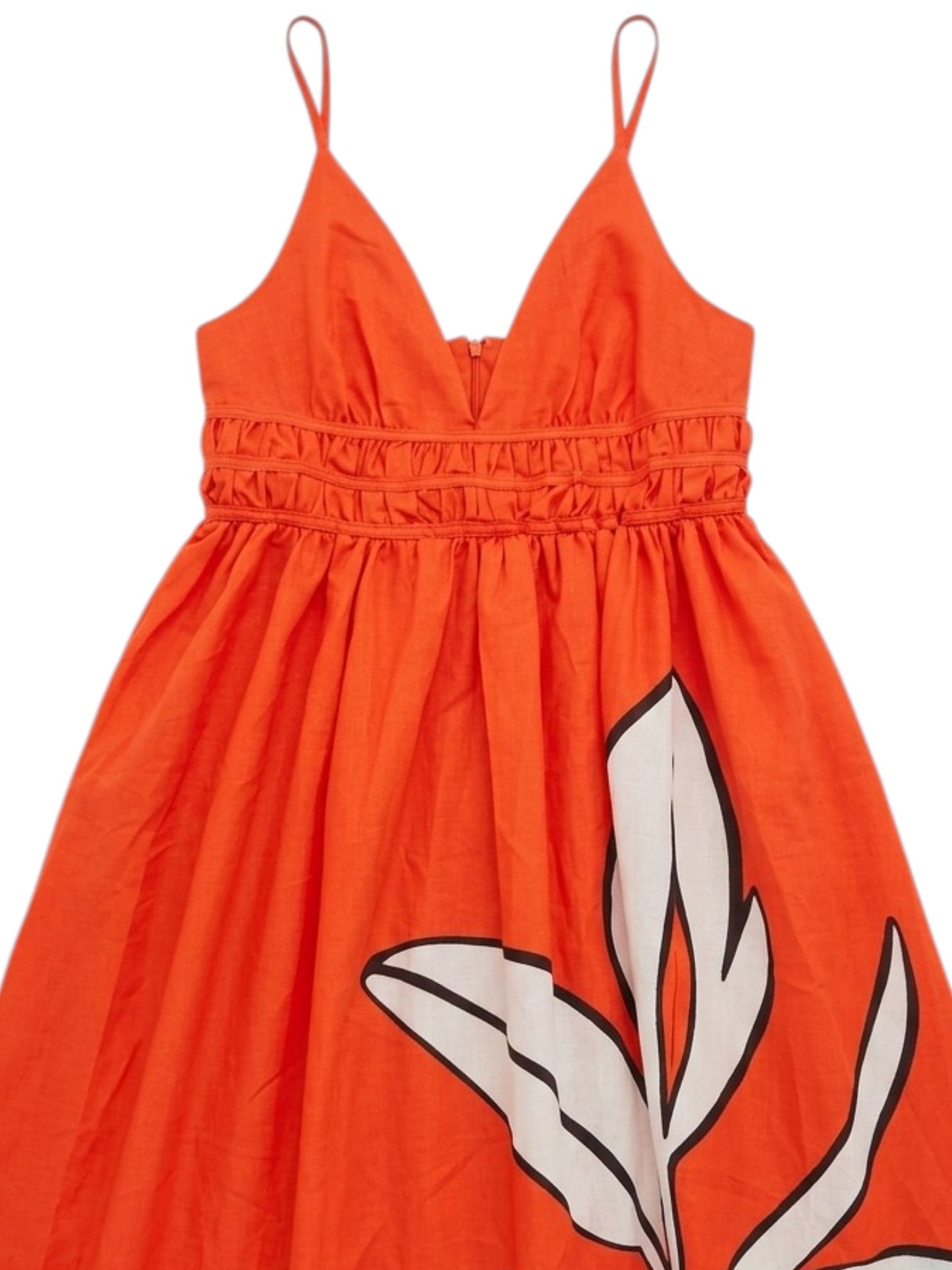 T.R.O.P.I.C.A.L Leaf Print Maxi Dress – Flowy Boho Summer Beach Orange / Green Dress