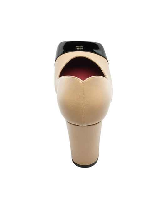 C.H.A.N.E.L  Lambskin & Patent Calfskin Beige & Black