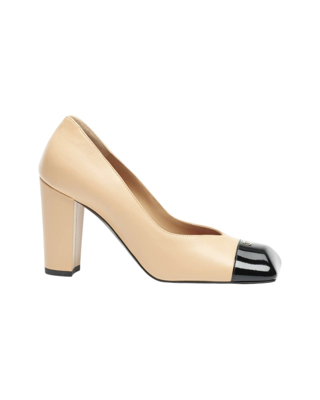 C.H.A.N.E.L  Lambskin & Patent Calfskin Beige & Black