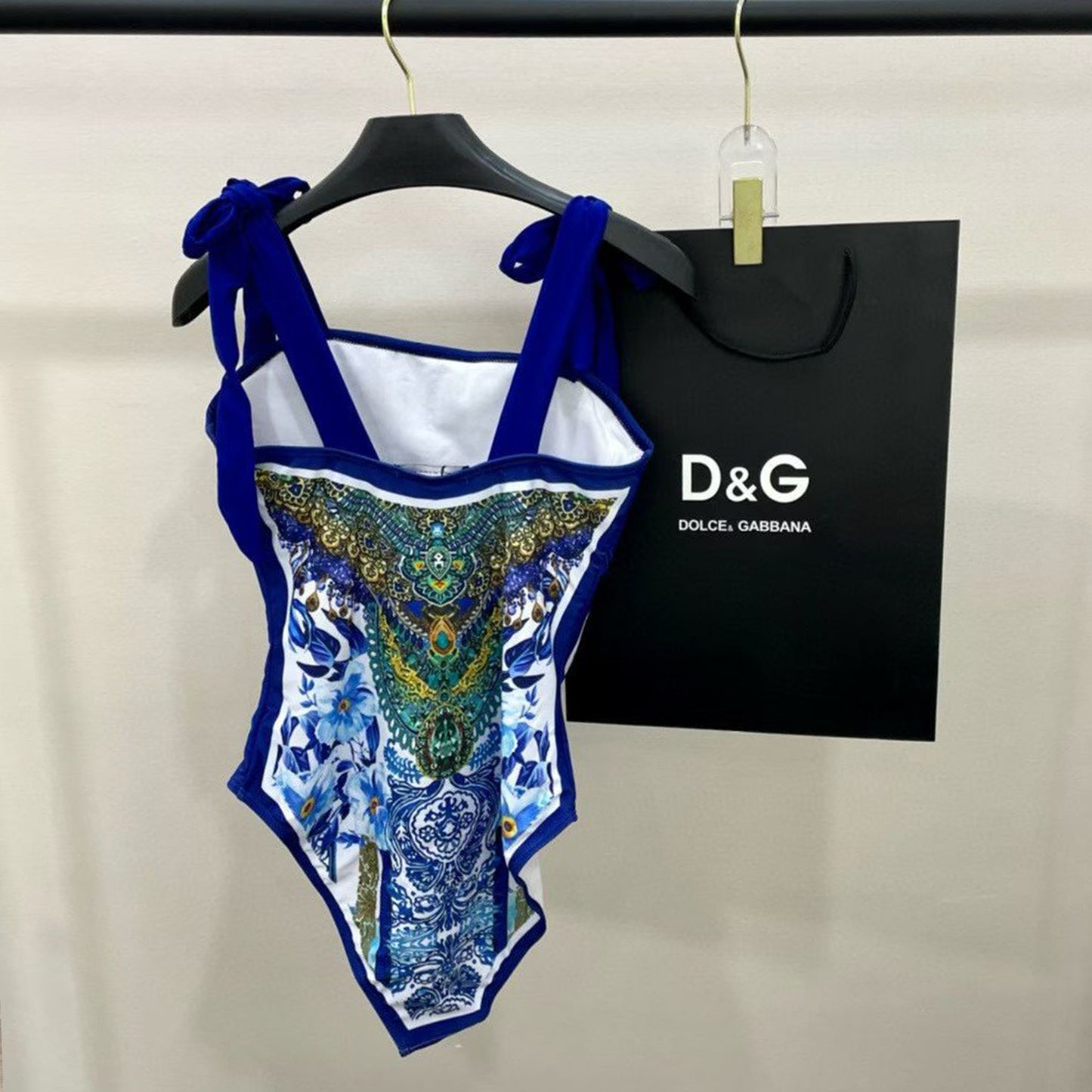 D·O·L·C·E & G·A·B·B·A·N·A Majolica Print One-Piece Swimsuit and Silk Scarf Set