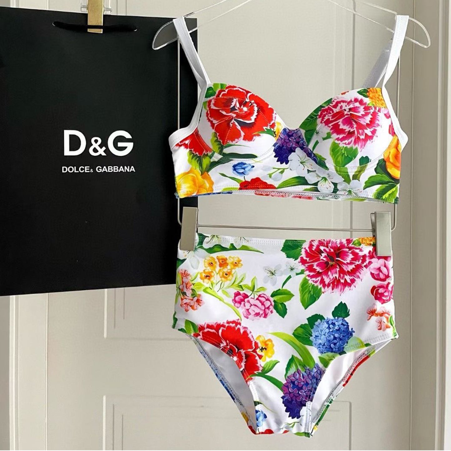 D.O.L.C.E & G.A.B.B.A.N.A Floral Print High-Waisted Two-Piece Swimwear Set