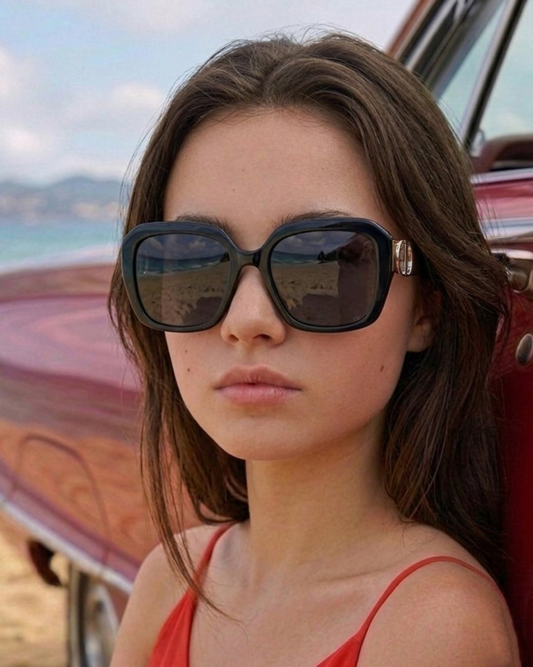 D I O R  30 Montaigne Square Sunglasses - Black Acetate with Gray Lenses