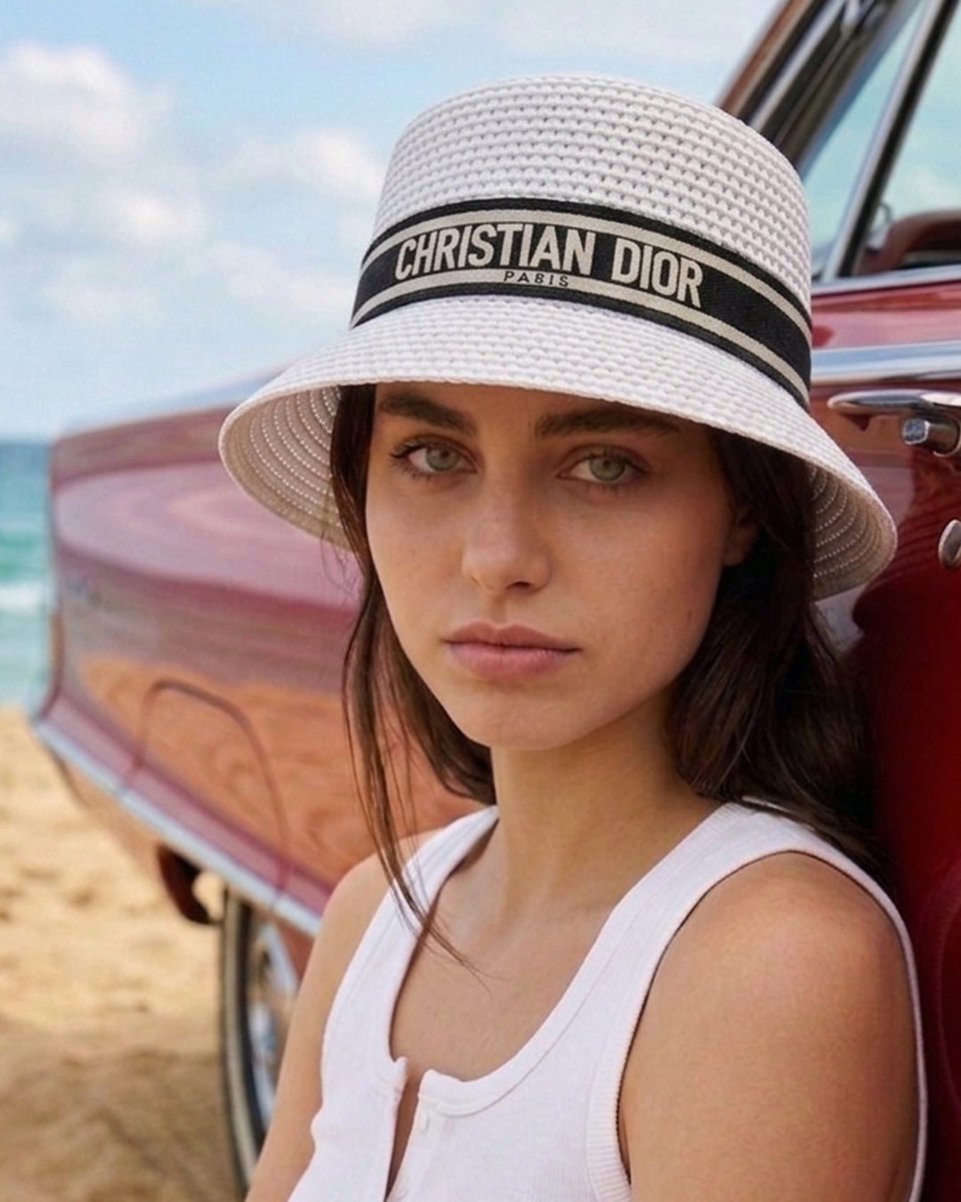 C.h.r.i.s.t.i.a.n  D.i.o.r  Signature Woven Bucket Hat - Triple Color Edition (White, Black, Beige)