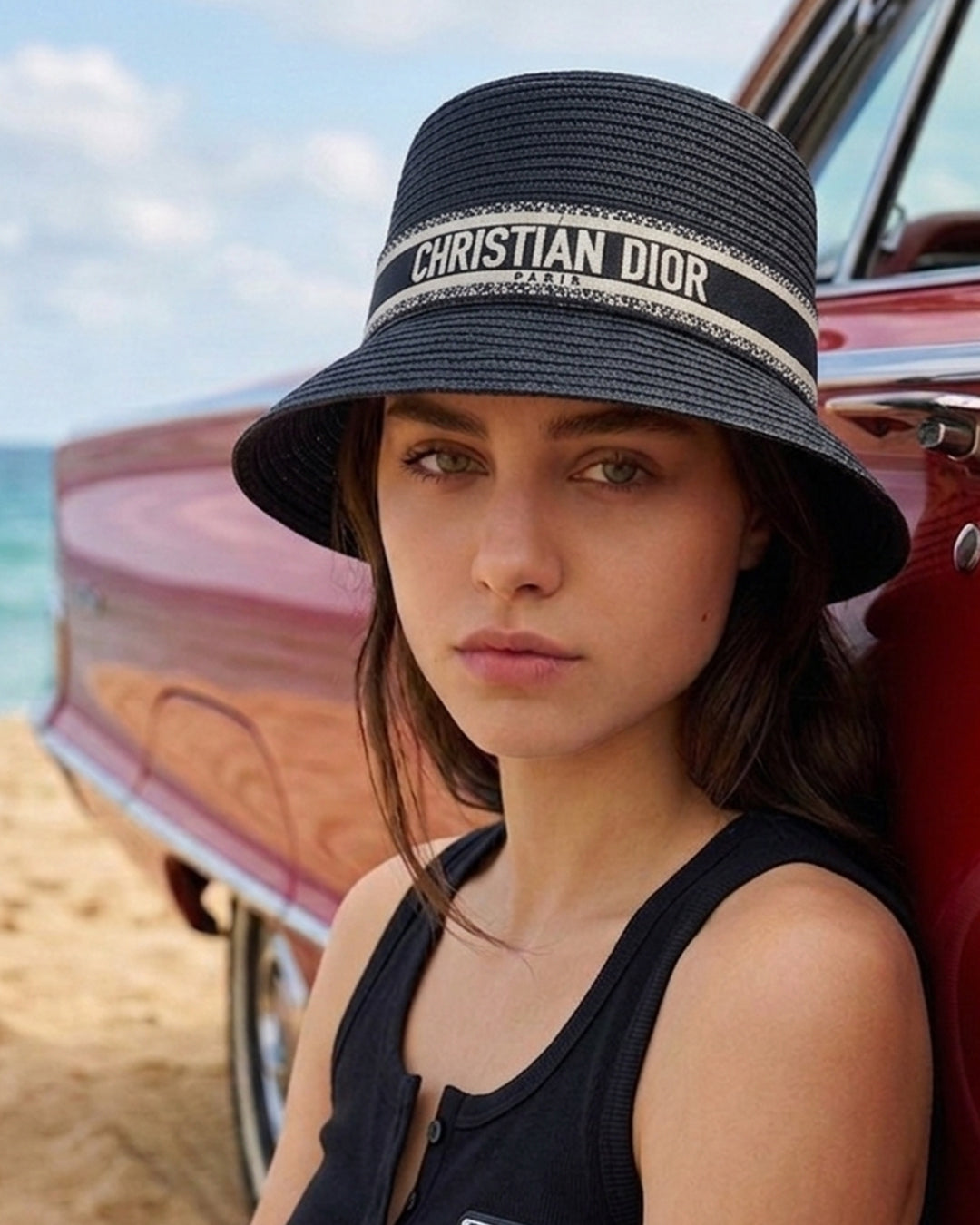 C.h.r.i.s.t.i.a.n  D.i.o.r  Signature Woven Bucket Hat - Triple Color Edition (White, Black, Beige)
