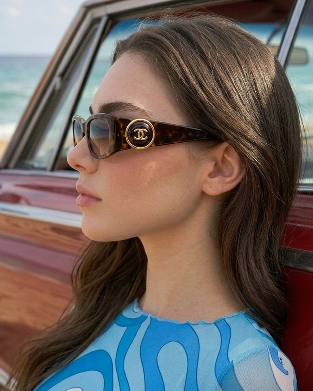 C H A N E L Rectangular Sunglasses – Dark Tortoise Shell with Brown Gradient Lenses