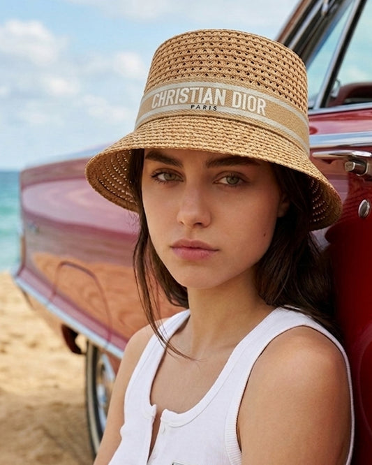 C.h.r.i.s.t.i.a.n  D.i.o.r  Signature Woven Bucket Hat - Triple Color Edition (White, Black, Beige)